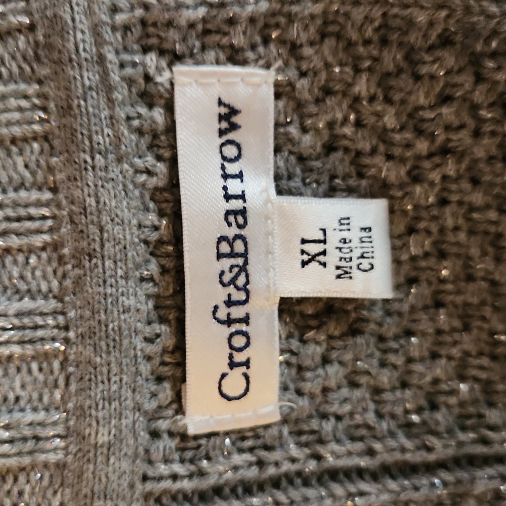Croft & Barrow Gray Sparkle Cable Knit Cardigan - Size XL - Picture 9 of 12